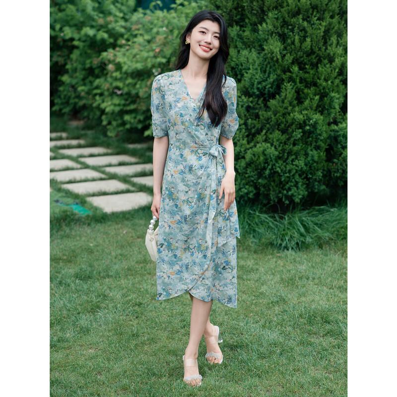 

Juzih An Nako Floral V-Neck Wrap Dress 2XL