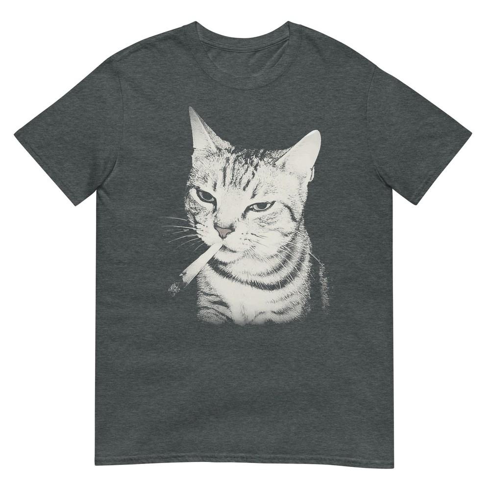 Smoking Cat Cigarette Kitten Funny Meme Stupid Brainrot Tshirt