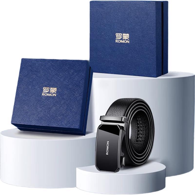Мужской кожаный ремень Romon с автоматической пряжкой 120cm