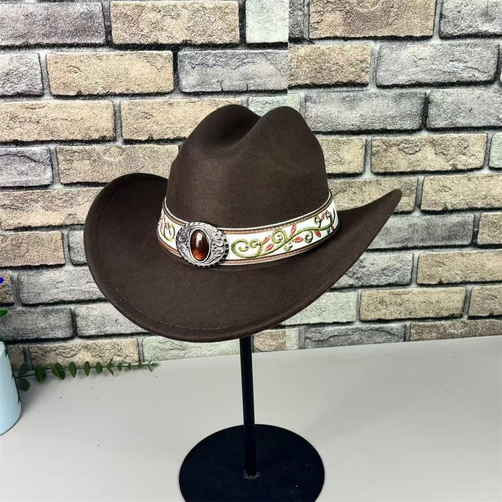 European and American Style Big-brimmed Cowboy Hat, Men's and Women's Retro Ethnic Style Belt Top Hat, Jazz Hat, Sunshade and Sunscreen Hat.