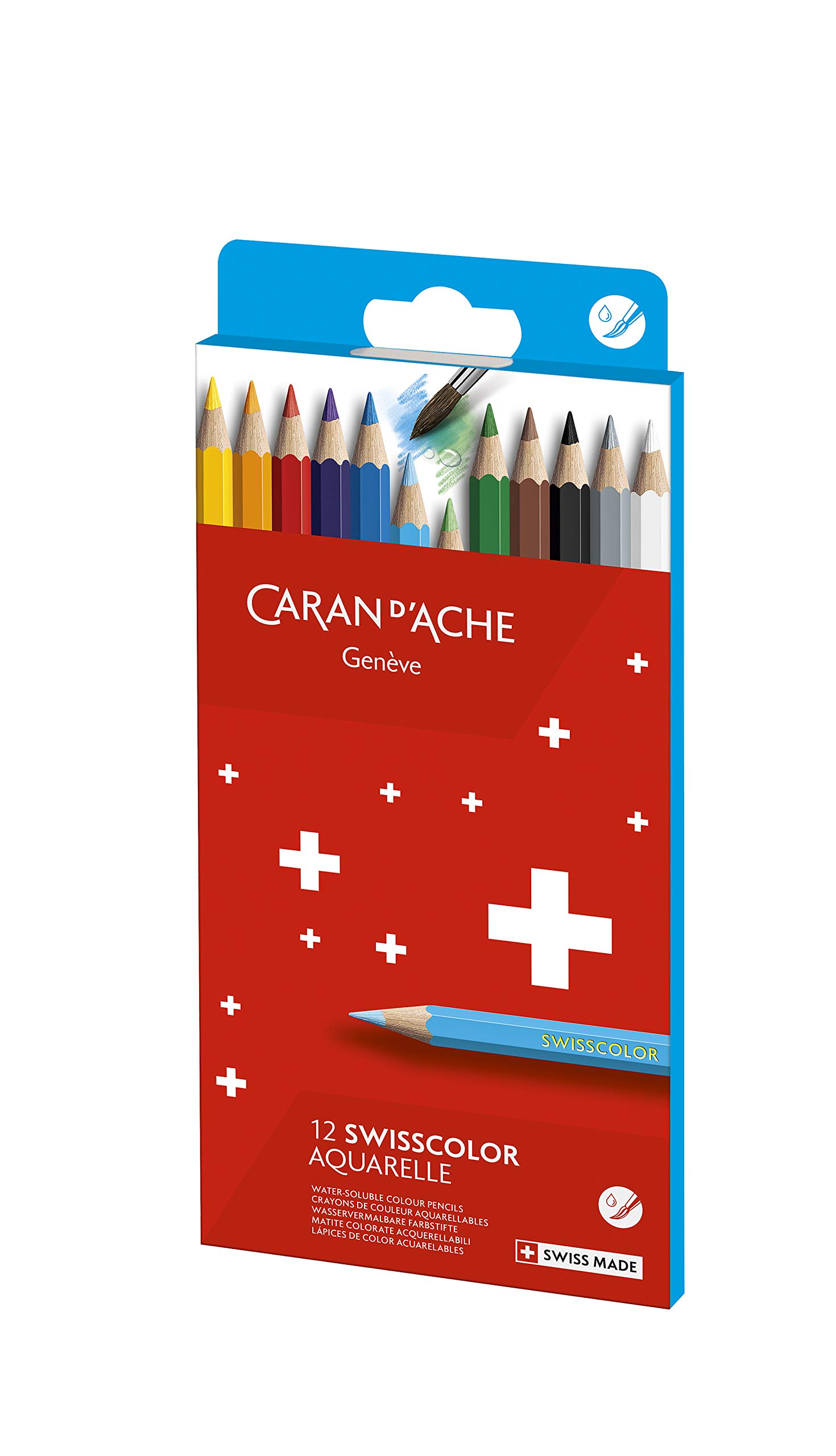 CARAN Swiss Color Colored 12 Paper Official D ACHE Pencils, 1285-812, Colors, Box, Import.