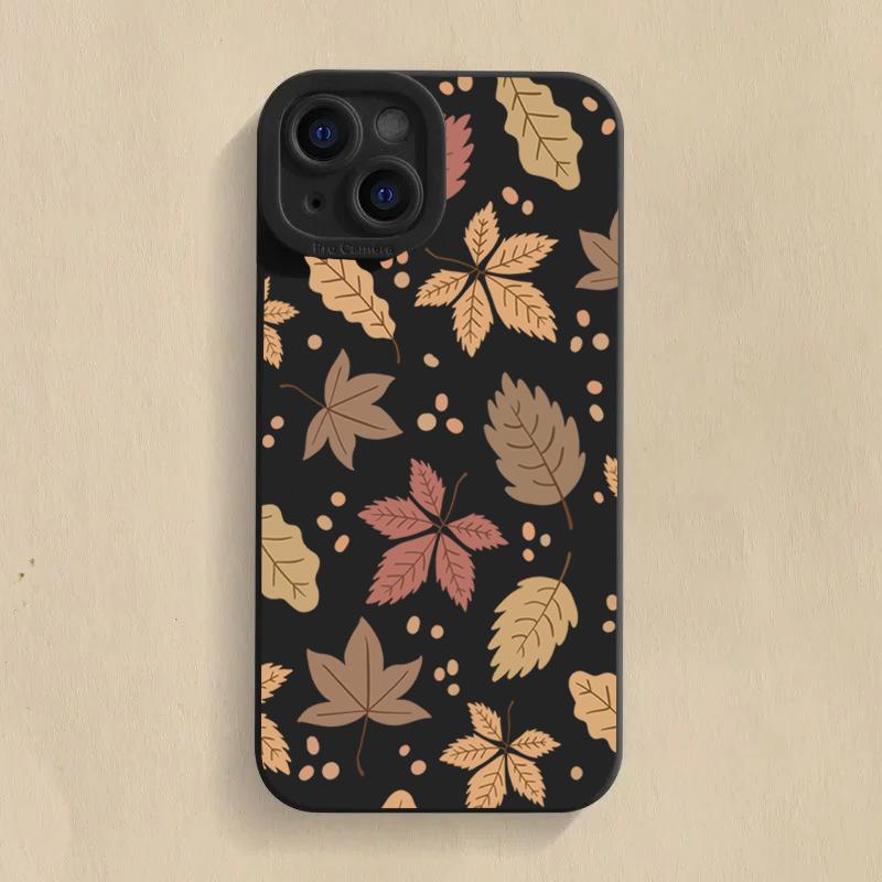 Retro Vzor Javorového Listu Pouzdro na Telefon Pro iPhone 16 Pro Max 15 14 13 12 11 7 8 Plus 16E XR X XS SE Nárazuvzdorný Silikonový Měkký Kryt
