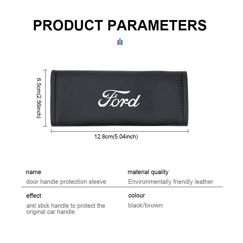 AAAE1 Car Door Inner Handle Non-slip Leather Protector Sleeve Case For Ford mk2 mk3 Ranger Mondeo mk4 S-MAX Kuga Mustang Fusion