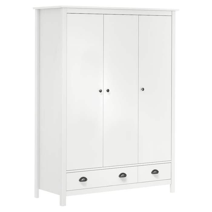 VidaXL 3-door Wardrobe Hill White 127x50x170 Cm Solid Pine Wood 288952