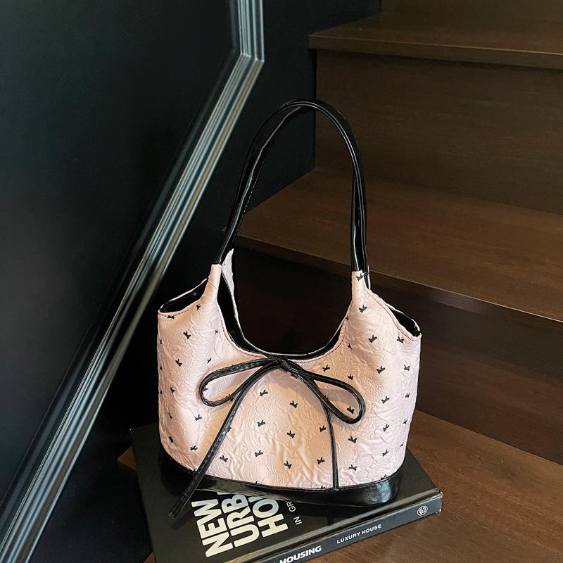 Niche Bow Bag Women's 2025 New Versatile Shoulder Underarm Bag Fashionable Portable Work Commuter Handbag