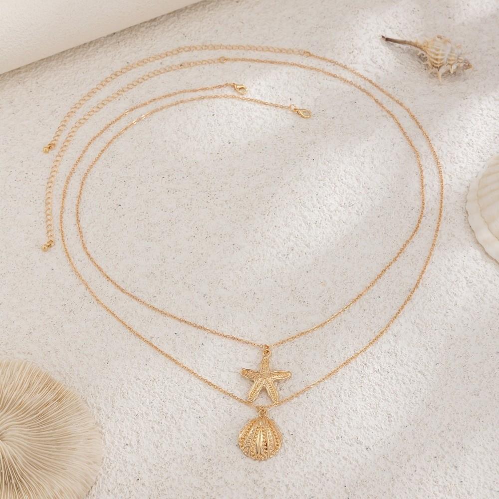 2 Stück/Set Muschel Seestern Taillenkette Anhänger Körperkette Schmuck Bikini Bauchkette Sommer