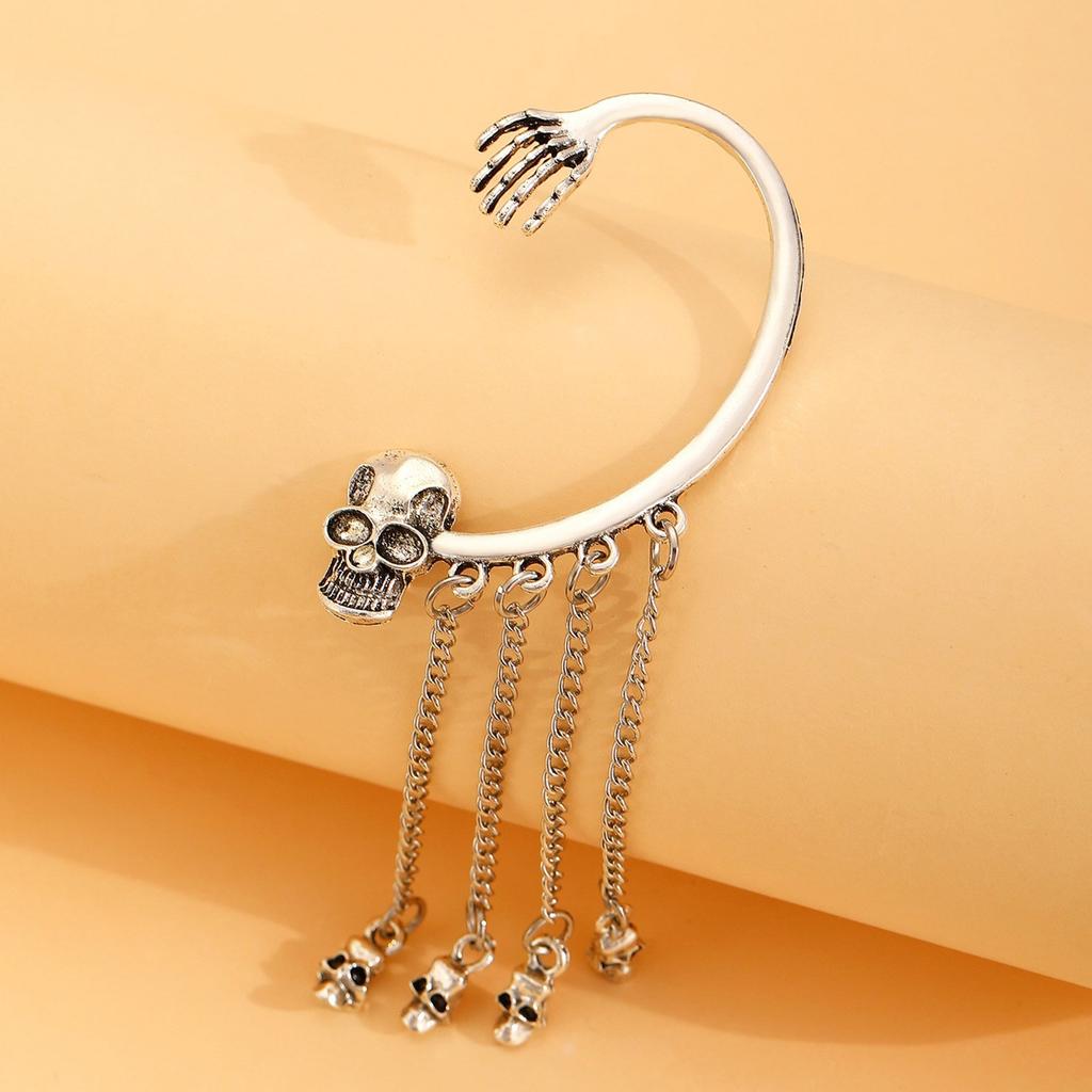 Unique Skull Tassels Earring Fashion Dangle Ear Cuff Comfortable Ear Jewelry Alloy Texture Suitable for Party Wear