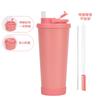 710Ml Stainless Steel Bouncing Straw Cup Suction Pearl Portable Handle Retractable Straw Thermos Cup