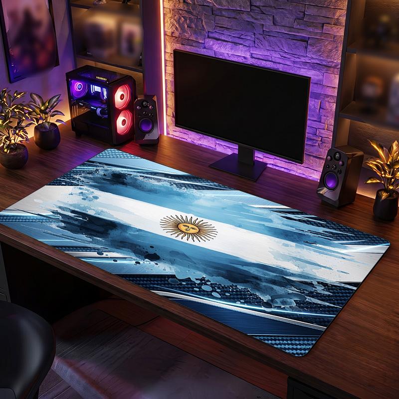 Tappetino Mouse Scudo Calcio Argentina, Tappetino da Scrivania Esteso Antiscivolo in Gomma per Gaming Ufficio Laptop Regalo per Fan