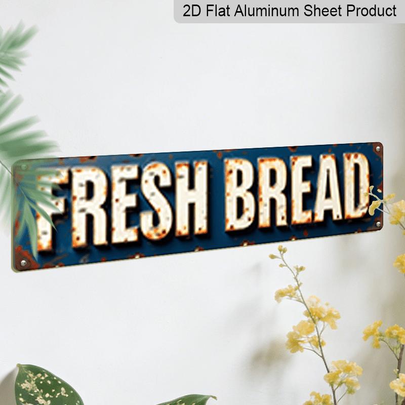 2D Flat, 1pc, 3.94 X 15.74 Inches Aluminum Decorative Sign - Rustic Fresh Bread License Plate Style Metal Wall Art - Waterproof Weatherproof Aluminum