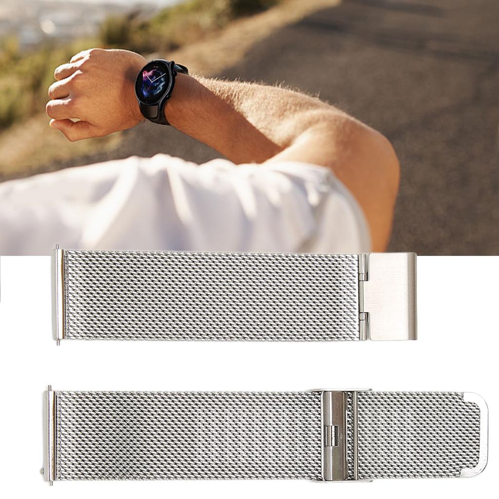 22mm Stainless Steel Watch Bands Mesh Woven Watch Straps Quick Relse Watch Wristband with Buckle for GTR 3