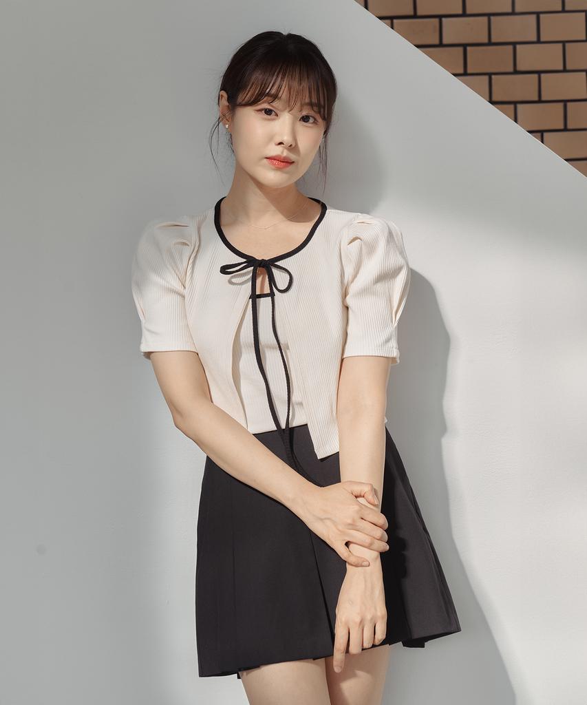Bum Summer Pleated Mini Skirt Pants_Black