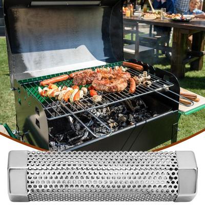 Pellet Smoker Tube 6in/7in Stainless Steel Grill Pipe Perforated Mesh Smoker Tube Filter Gadget Generator BBQ Accessories Tools