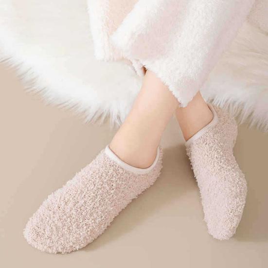 1 Paar Bodensocken Schweißabsorbierend Rutschfest Hochelastische Bündchen Flanellsocken Winter Indoor Warme Knöchelsocken Schuhwerk