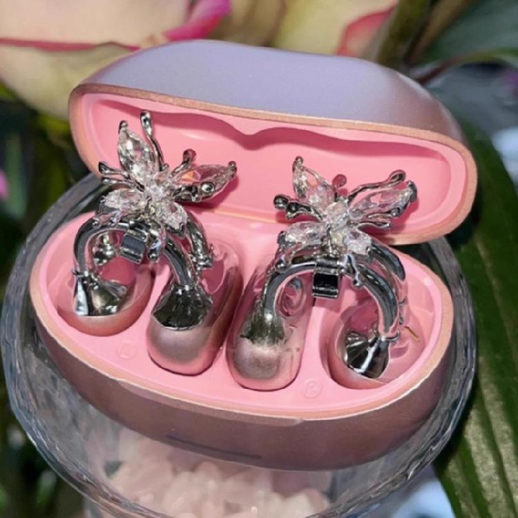Delicate Butterfly Rhinestones Earphone Decor Strong Metal Base Portable Fashionable Crafting Component for Jewelry