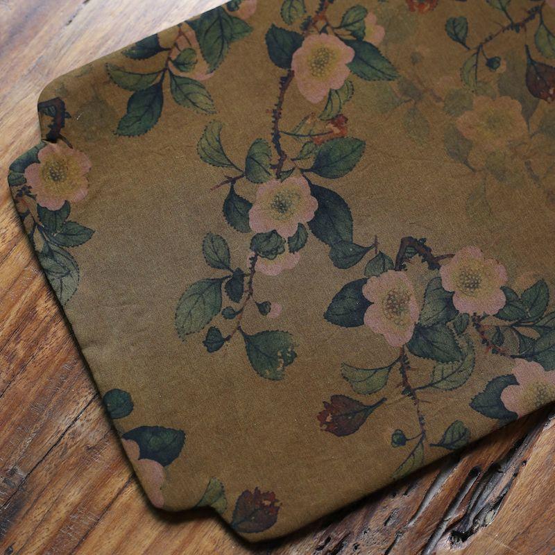 

20 Colors Xiangyun Yarn Handmade Old Materials Silk Tea Mat Coaster Mat Dry Pour Mat Antique Tea Tray Table Runner Fabric Craft Mat Camel pear flower 100*30 loose bottom right angle