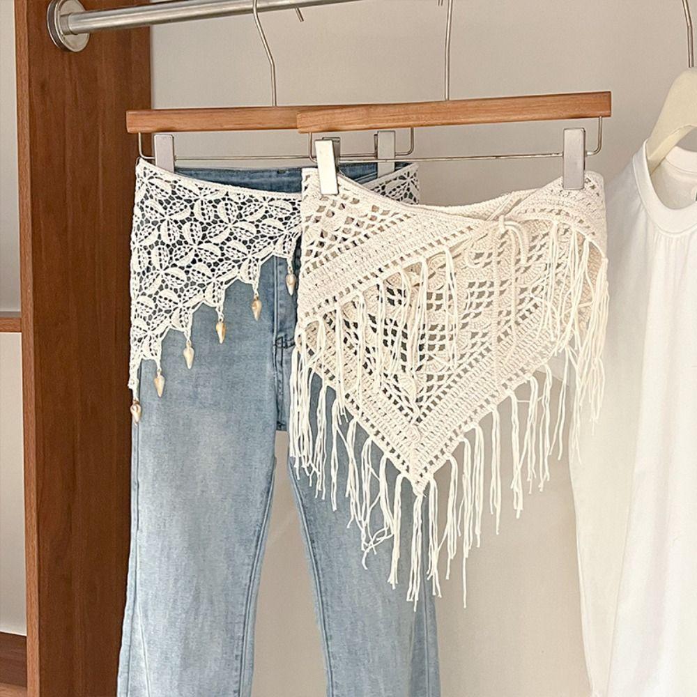 Countryside Style Hollow Out Lace Shawl Bohemian Crochet Flower Scarves  Summer