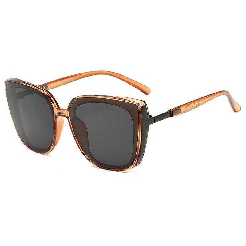 Gafas de sol cuadradas de moda para mujer, gafas de sol de diseñador de marca, montura grande para mujer, montura de metal, espejo, gafas de sol con degradado para mujer