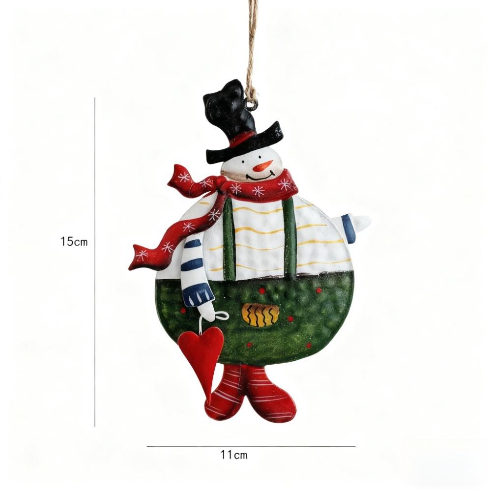 

Double sided iron snowman Christmas tree ornament with Nordic vintage aesthetics and sturdy metal construction