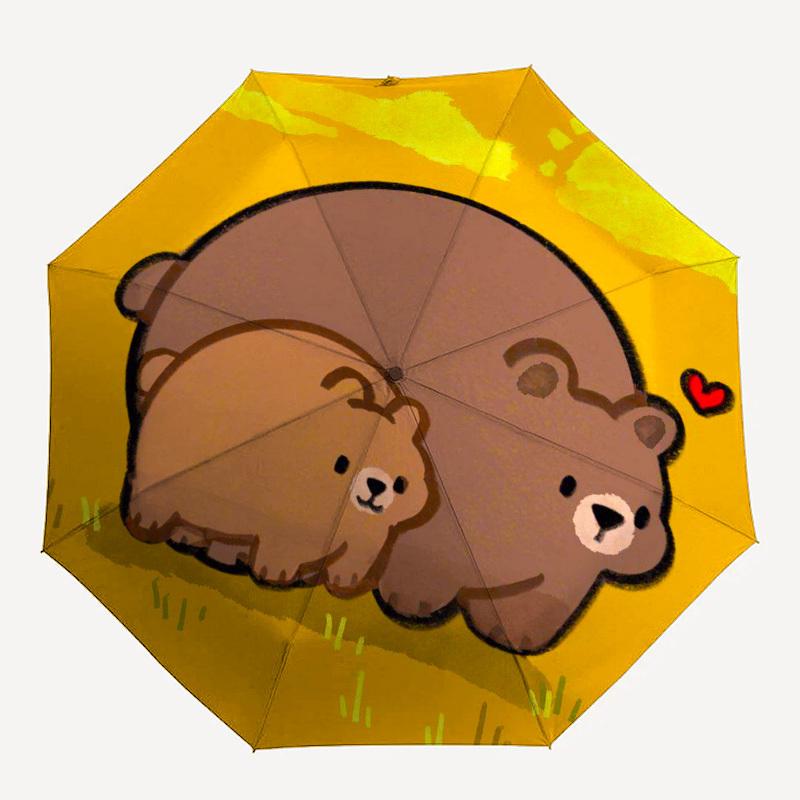 1pc Bear Family Sunset Umbrella with Plastic Handle,Suitable for All Seasons Home Travel Outdoor Umbrellaptys31036