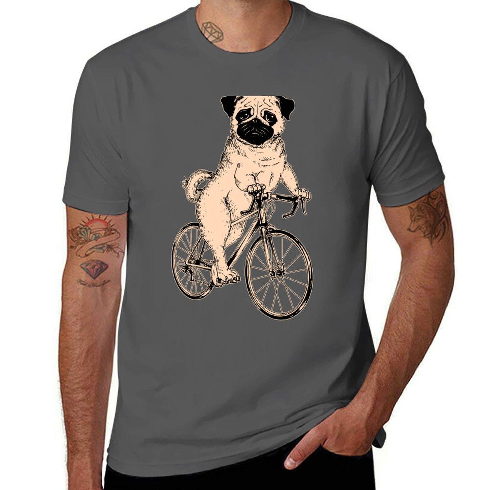 

Cycling Pug T-Shirt man t shirt summer black cotton t-shirt plain for man package t shirts for man cotton funny T-Shirt 4XL
