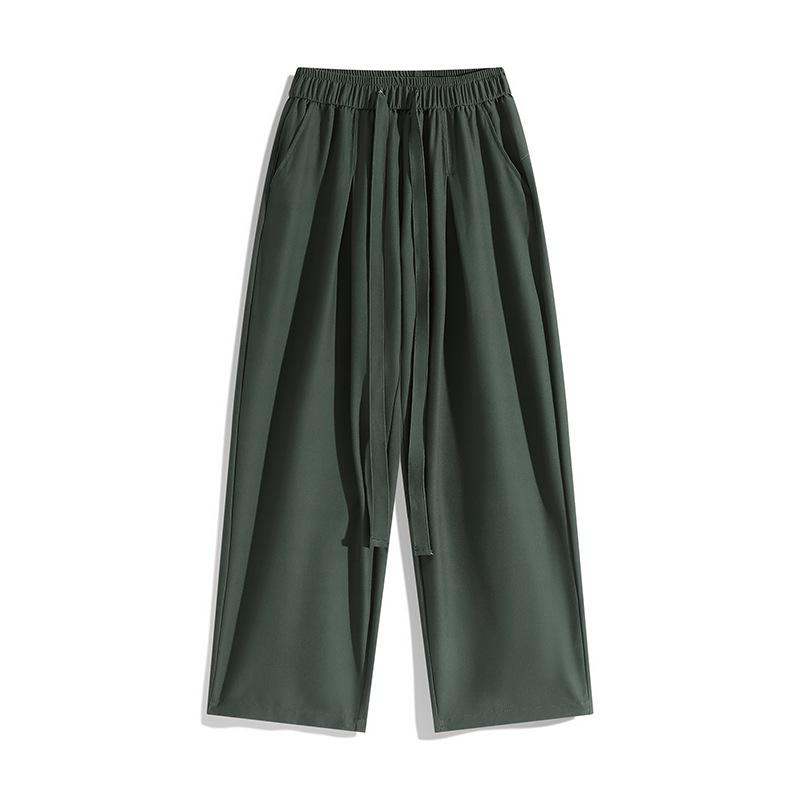 Retro Solid Color Suit Pants Men's Korean Version Loose Drape Floor Trousers Casual Straight Wide Legs