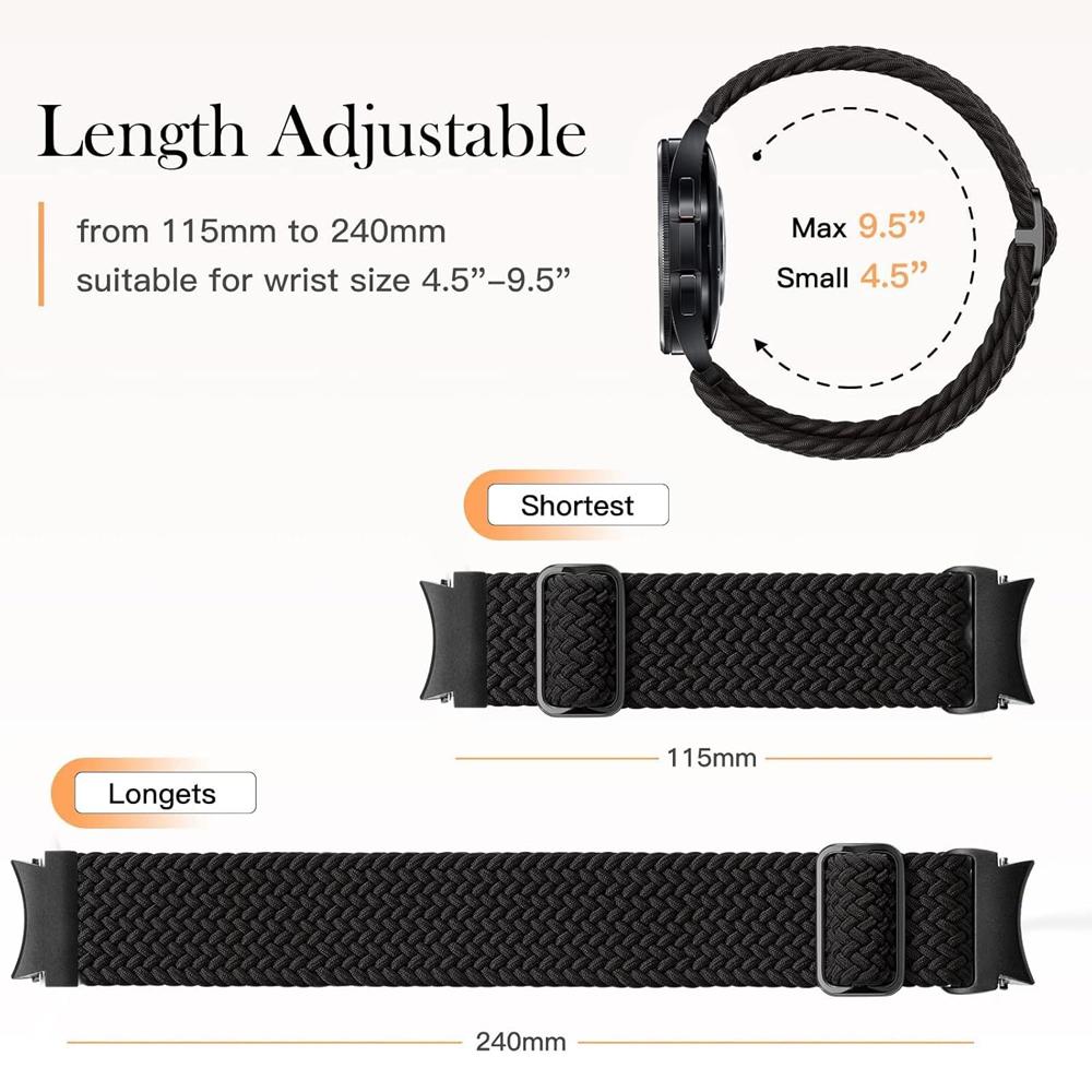 Band For Samsung Galaxy Watch 7 FE 5 Pro 4 6 Classic 44mm 40mm No Gaps Braided Wrist Sport Bracelet Correa Galaxy Watch 7 Straps