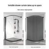 Handon Folding Magnetic Arc Shower Curtain with Aluminum Rod