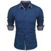 Splicing Plaid Shirt Men's Cardigan