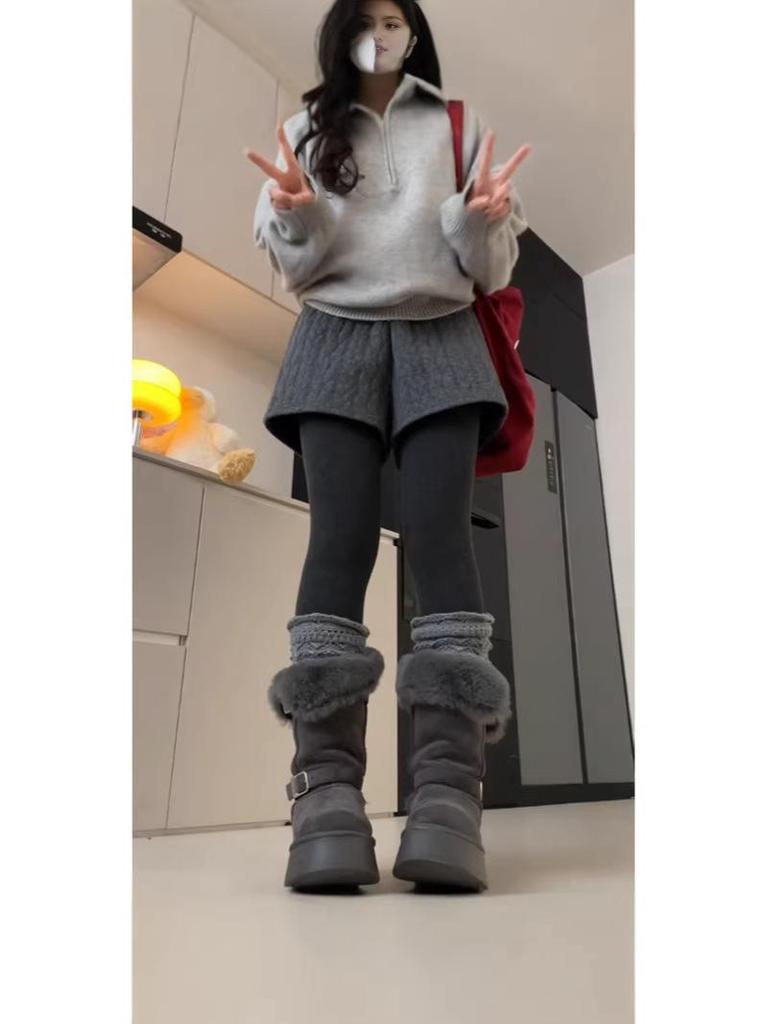 Korean Style High-Waisted Women's A-Line Bootcut Shorts - Winter 2026