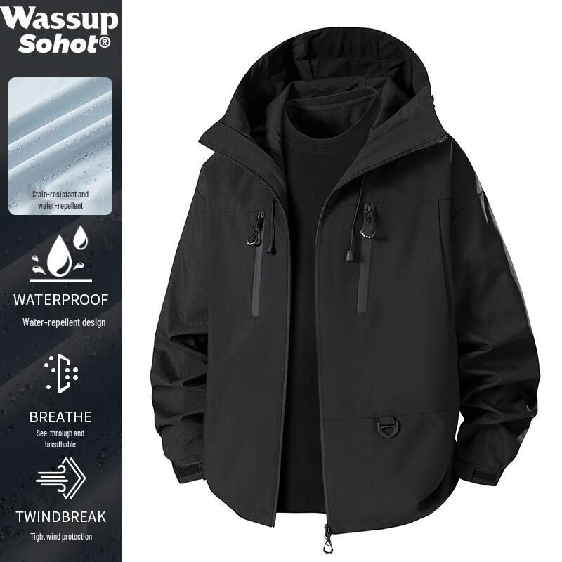 Wassup Sohot Мужская куртка 3-в-1 для активного отдыха с капюшоном 3XL