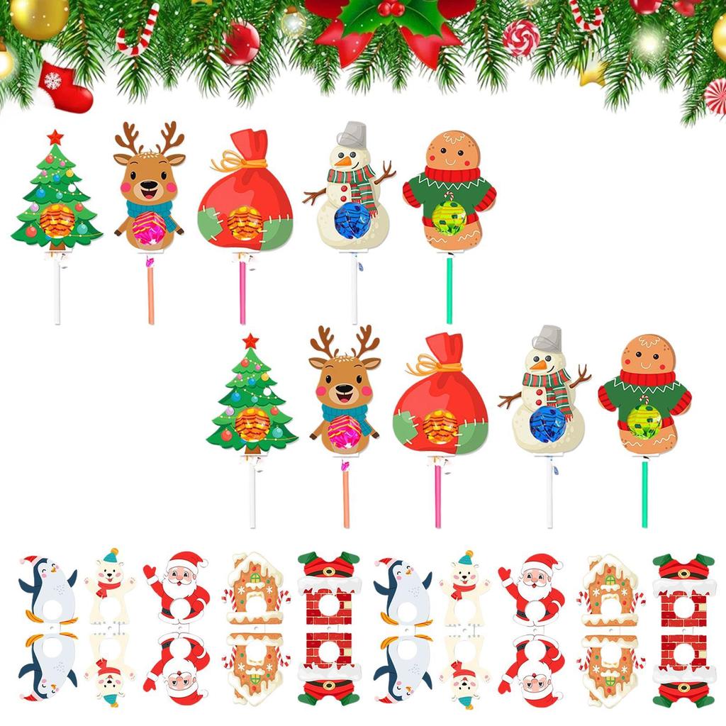 Christmas Lollipop Holder Santa Claus Wrap Package Cards Cute Santa Claus Elk Card Insertion Gift Lollipop Plugin Decoration