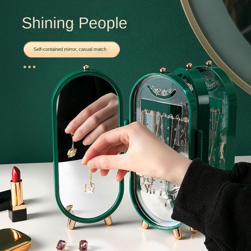 Sammenleggbar oppbevaringsboks for smykker Husholdningsøreringer Halskjede Displaystativ Høykapasitets Luksus Retro Screen Smykker Organizer Veske