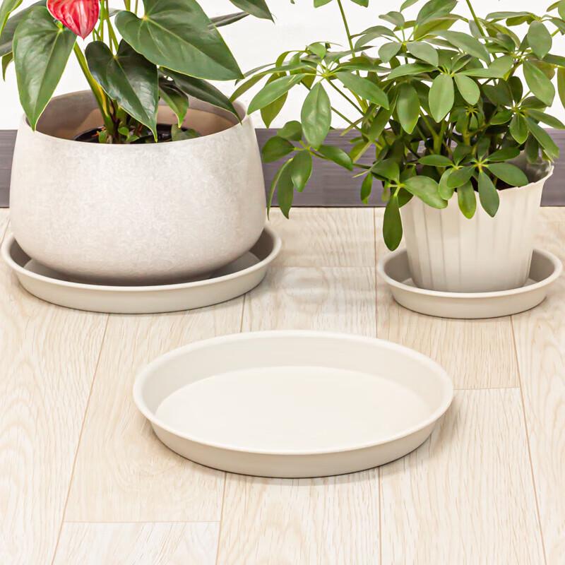 Beige Plastic Resin Flower Pot Drip Tray (100-Pack)
