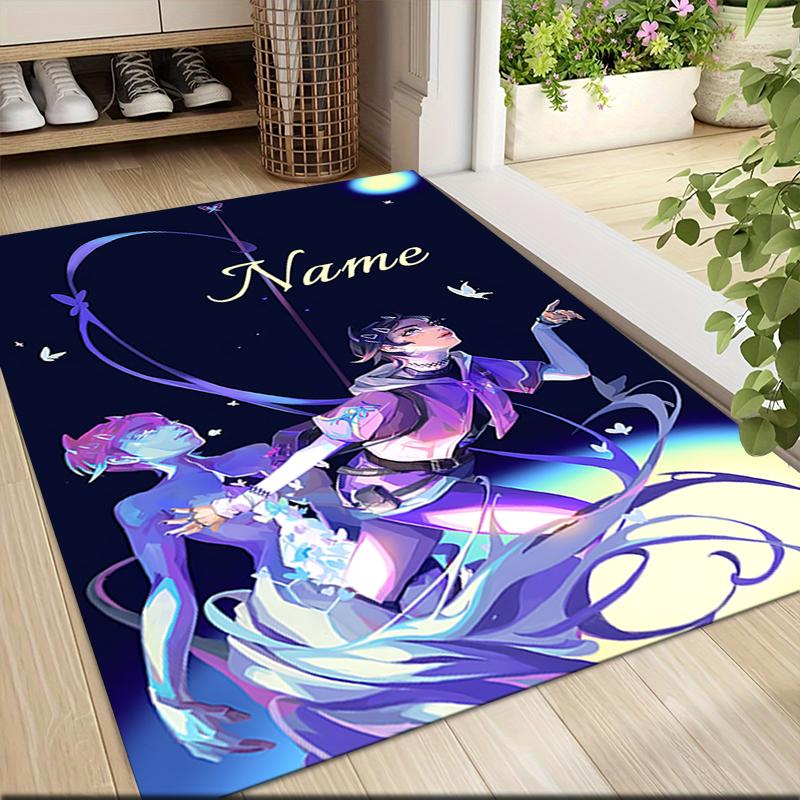 Custom Name Rainbow Fox Adventure Carpet Rug Customizable Soft Washable Anti-Slip Home Living Room Sofa Mats Personalized Rug. 0909161