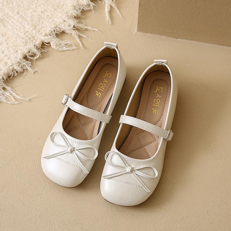 2025 new gentle and sweet style low-heeled Mary Jane shoes French bow one-word buckle band ballet single shoes women