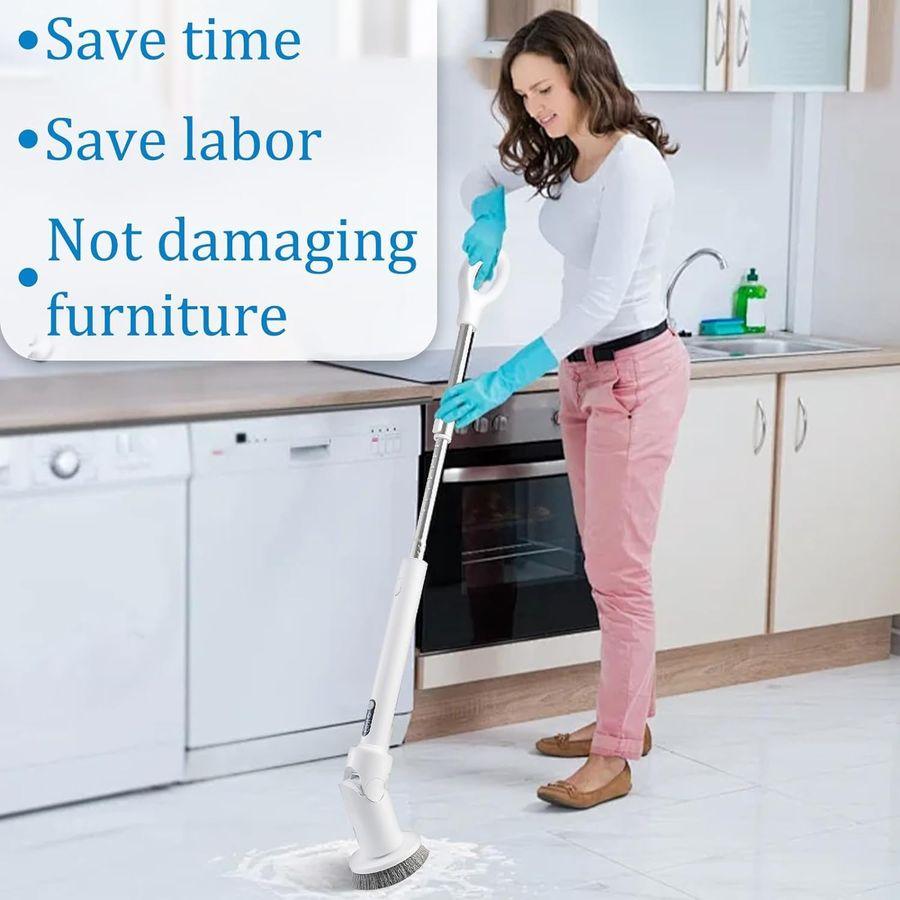 

Electric Spin Scrubber, 2025 New FullBody IPX8 Waterproof Bathroom Cleaner Brush, Shower Scrubber with Long Handle amp 2 Speed, білий