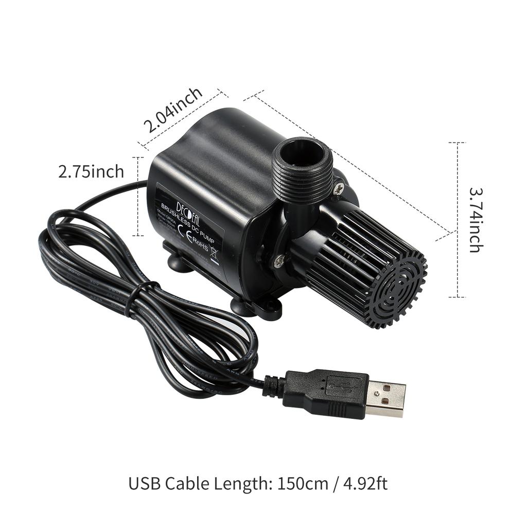 DECDEAL USB Brushless Water Pump with Strainer Ultra quiet DC12V Micro Brushless Water Oil Pump Waterproof Submersible