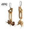 Carambola Bird Toy Wooden Blocks Parrot Toy Chew with Beads Rattan Balls or No Paint Dried Star Fruits Cage Accessory for Small Medium Parrots