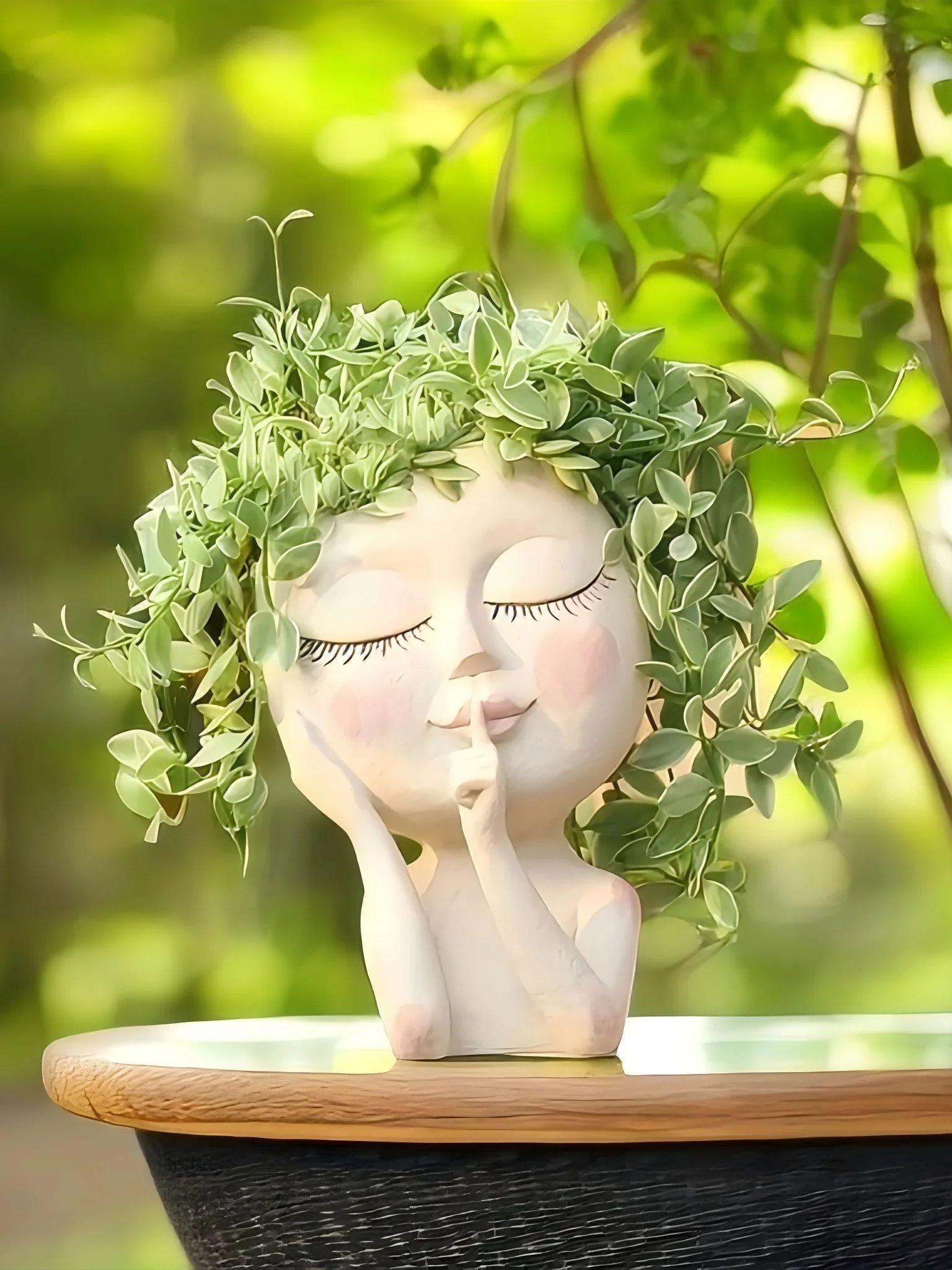 

1 Piece Girl Face Flower Vase, Creative Home Decoration, Balcony and Living Room Decorative Ornament, Christmas Gift, Thanksgiving Gift