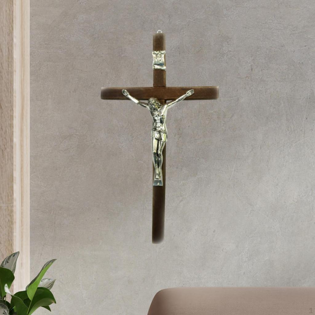 Wooden Wall Crucifix Cross Jesus Sculpture 12" Catholic Hanging Ornament for