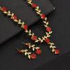 Simple Flower Necklace & Earrings Set - Multi-Color Bridal Jewelry Accessories