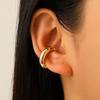 Clip per orecchio retrò francese a doppio strato in lega senza buco: Ear Cuff Semplice da Donna, Stile Freddo, di Nicchia Coreano, Temperamento