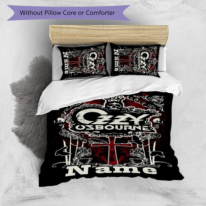 3pcs Custom Name Rock Ozzy Osbourne Bedding Set Duvet Cover Closure Includes 1 Duvet Cover & 2 Pillowcases for All Seasons Bedroom Decor