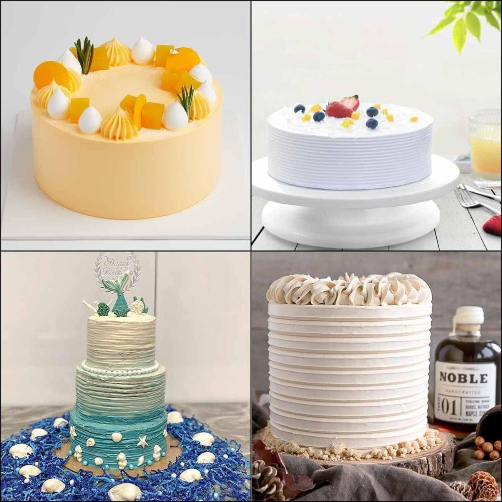 2 stk Akryl Kakeskrape Sett Dekorering Kontur Stripe Kakekam Sagtann Glatter Smørkrem Frosting Skrape kakeverktøy