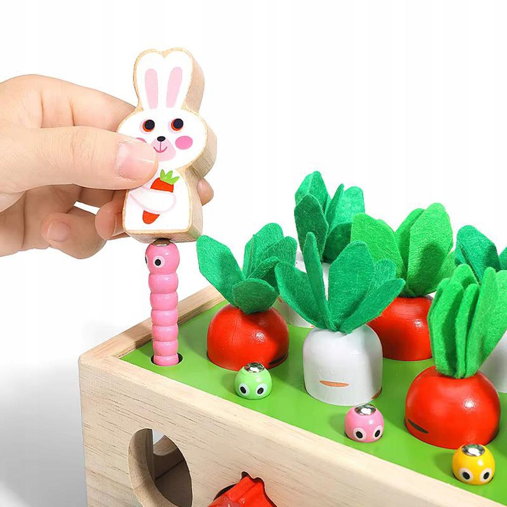 Sorter Montessori Carrello in Legno Verdura Insetti Tirare Giocattolo Educativo 3+