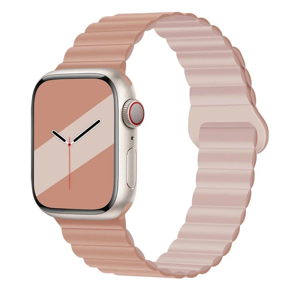 Magnetyczny Pasek Silikonowy Sportowy Bransoletki Do Apple Watch 41mm 42mm 44mm 45mm 46mm 49mm iWatch Seria 11 10 9 8 7 6 5 4se