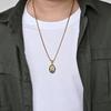 Men's Summer Trendy Black Saint Michael Pendant Necklace