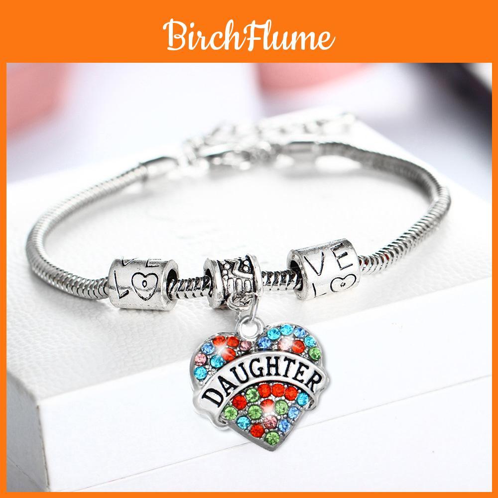 Splendido Bracciale a Cuore d'Amore con Strass Colorati, Membri della Famiglia Intarsiati, Regalo per i Cari