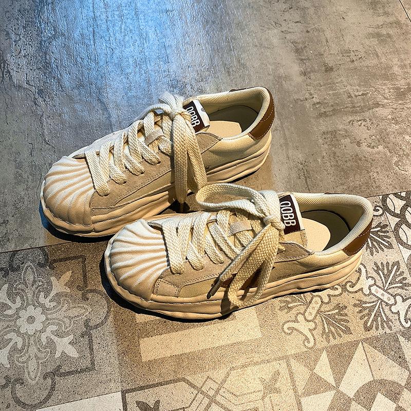 

Растворяющаяся обувь для женщин, Белые кроссовки на толстой подошве с мыском-ракушкой, Универсальная нишевая спортивная обувь 40 коричневый